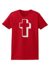 Simple Cross Design Glitter - White Womens Dark T-Shirt by TooLoud-Womens T-Shirt-TooLoud-Red-X-Small-Davson Sales