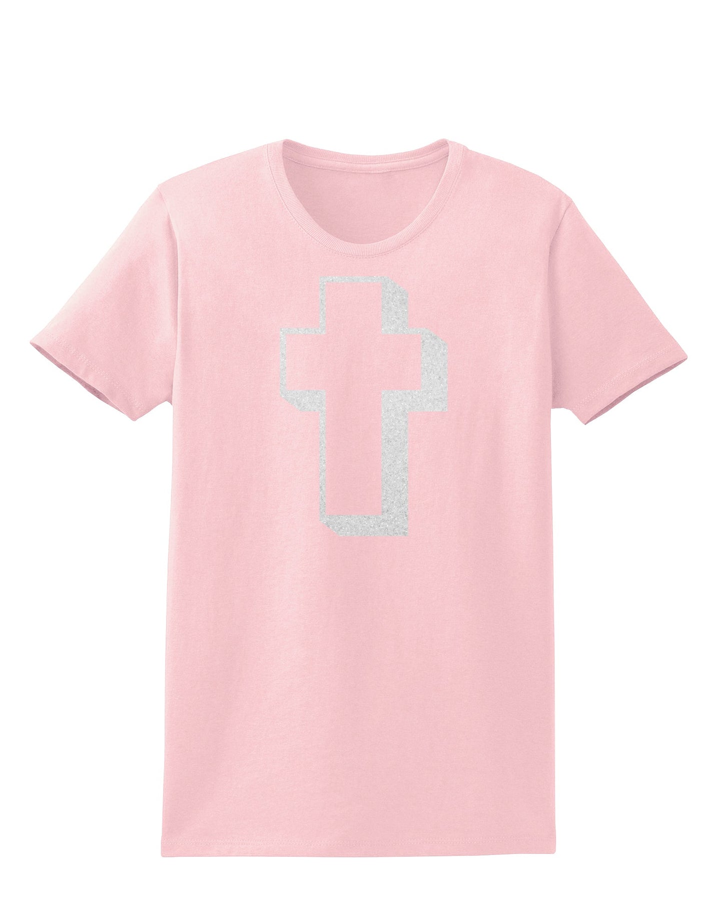 Simple Cross Design Glitter - White Womens T-Shirt by TooLoud-Womens T-Shirt-TooLoud-PalePink-X-Small-Davson Sales