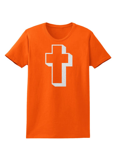 Simple Cross Design Glitter - White Womens T-Shirt by TooLoud-Womens T-Shirt-TooLoud-Orange-X-Small-Davson Sales