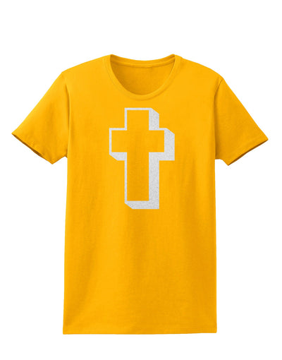 Simple Cross Design Glitter - White Womens T-Shirt by TooLoud-Womens T-Shirt-TooLoud-Gold-X-Small-Davson Sales