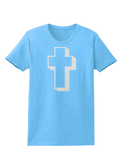 Simple Cross Design Glitter - White Womens T-Shirt by TooLoud-Womens T-Shirt-TooLoud-Aquatic-Blue-X-Small-Davson Sales