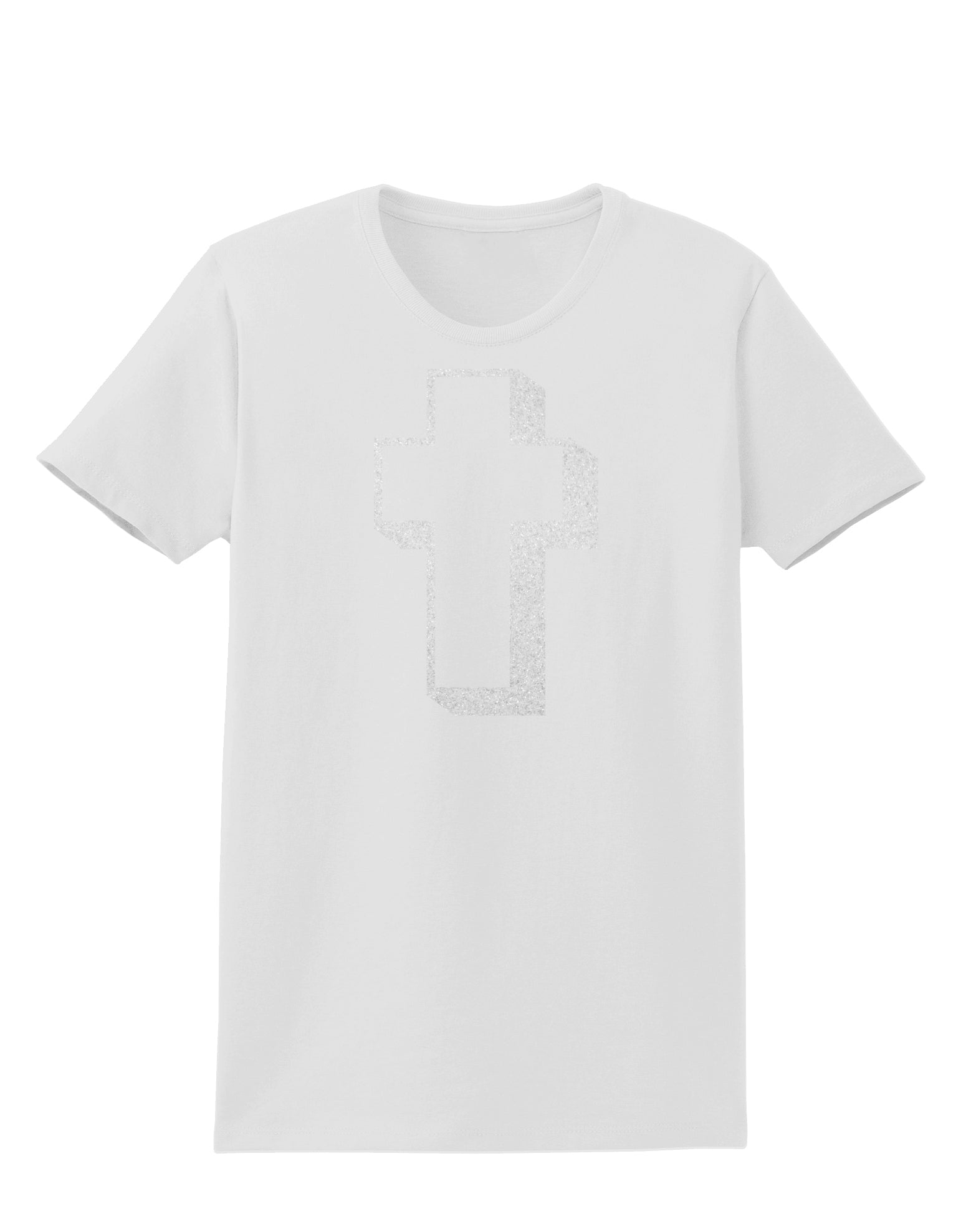 Simple Cross Design Glitter - White Womens T-Shirt by TooLoud-Womens T-Shirt-TooLoud-White-X-Small-Davson Sales