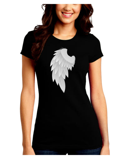 Single Left Angel Wing Design - Couples Juniors Crew Dark T-Shirt-T-Shirts Juniors Tops-TooLoud-Black-Juniors Fitted Small-Davson Sales