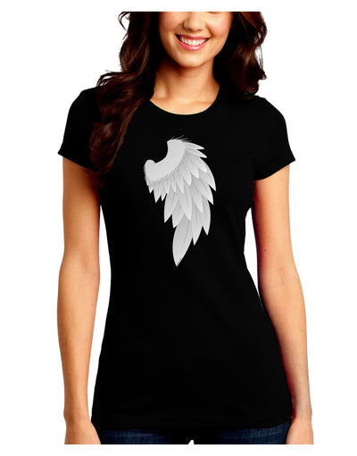 Single Right Angel Wing Design - Couples Juniors Crew Dark T-Shirt-T-Shirts Juniors Tops-TooLoud-Black-Juniors Fitted Small-Davson Sales