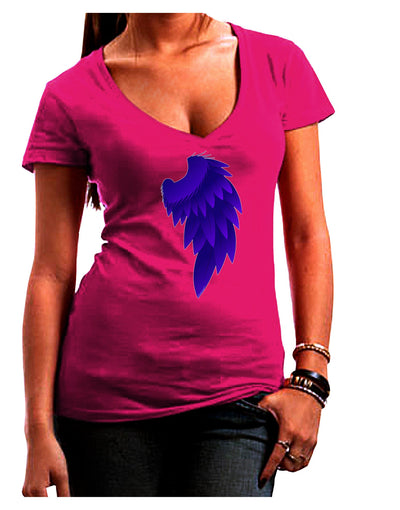 Single Right Dark Angel Wing Design - Couples Juniors V-Neck Dark T-Shirt-Womens V-Neck T-Shirts-TooLoud-Hot-Pink-Juniors Fitted Small-Davson Sales