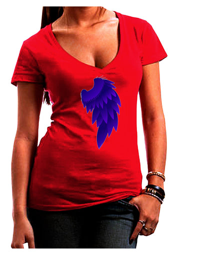 Single Right Dark Angel Wing Design - Couples Juniors V-Neck Dark T-Shirt-Womens V-Neck T-Shirts-TooLoud-Red-Juniors Fitted Small-Davson Sales