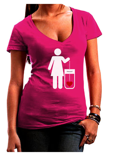 Single and Happy - Single Woman Juniors V-Neck Dark T-Shirt by TooLoud-Womens V-Neck T-Shirts-TooLoud-Hot-Pink-Juniors Fitted Small-Davson Sales