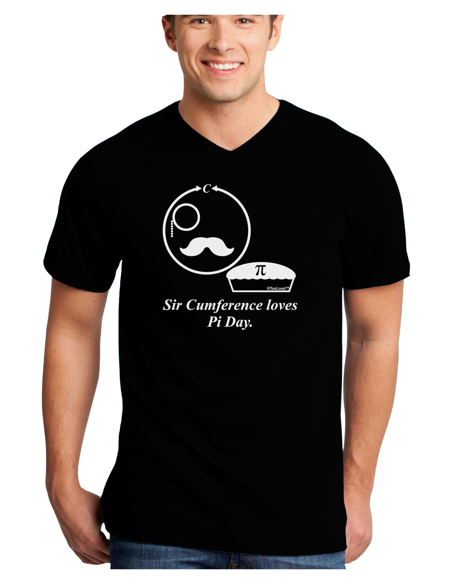 Sir Cumference Loves Pi Day Adult Dark V-Neck T-Shirt-TooLoud-Black-Small-Davson Sales