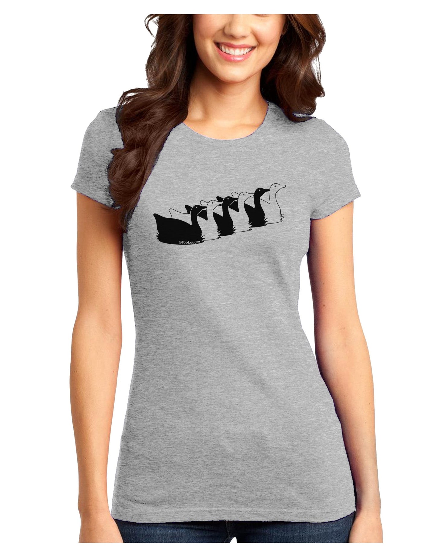 Six Geese A laying Juniors T-Shirt-Womens Juniors T-Shirt-TooLoud-Ash-Gray-Juniors Fitted X-Small-Davson Sales