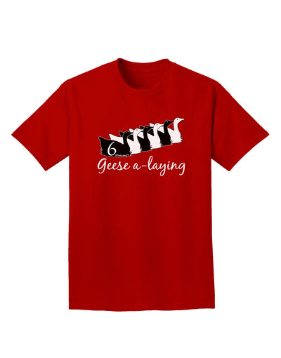 Six Geese A laying Text Adult Dark T-Shirt-Mens T-Shirt-TooLoud-Red-Small-Davson Sales