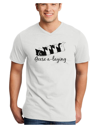 Six Geese A laying Text Adult V-Neck T-shirt-Mens V-Neck T-Shirt-TooLoud-White-Small-Davson Sales