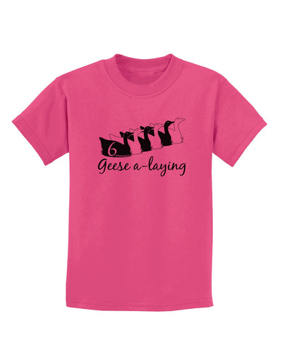 Six Geese A laying Text Childrens T-Shirt-Childrens T-Shirt-TooLoud-Sangria-X-Small-Davson Sales