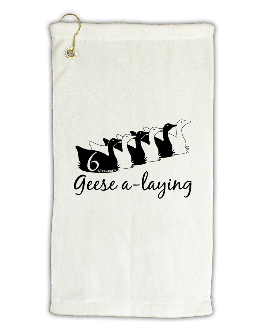 Six Geese A laying Text Micro Terry Gromet Golf Towel 11&#x22;x19-Golf Towel-TooLoud-White-Davson Sales