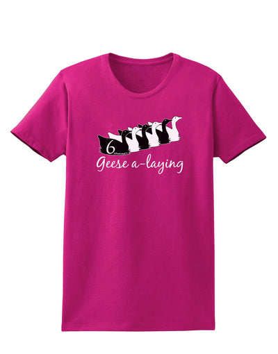 Six Geese A laying Text Womens Dark T-Shirt-TooLoud-Hot-Pink-Small-Davson Sales