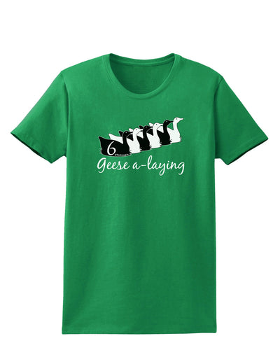 Six Geese A laying Text Womens Dark T-Shirt-TooLoud-Kelly-Green-X-Small-Davson Sales