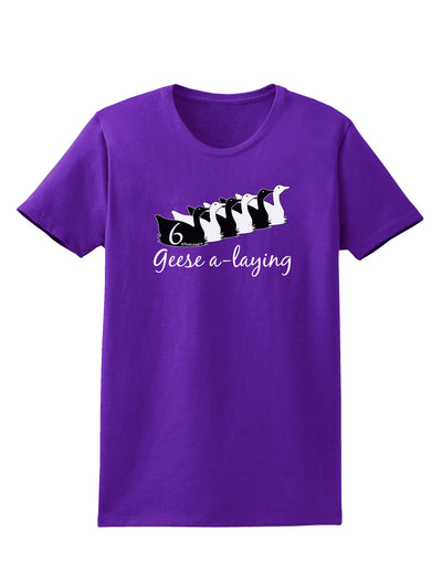 Six Geese A laying Text Womens Dark T-Shirt-TooLoud-Purple-X-Small-Davson Sales