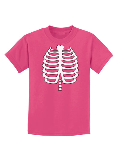 Skeleton Ribcage Halloween Childrens Dark T-Shirt-Childrens T-Shirt-TooLoud-Sangria-X-Small-Davson Sales