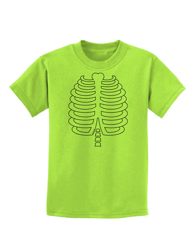 Skeleton Ribcage Halloween Childrens T-Shirt-Childrens T-Shirt-TooLoud-Lime-Green-X-Small-Davson Sales