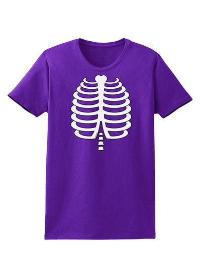 Skeleton Ribcage Halloween Womens Dark T-Shirt-TooLoud-Purple-X-Small-Davson Sales