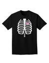 Skeleton Ribcage with Pink Heart Halloween Adult Dark T-Shirt-Mens T-Shirt-TooLoud-Black-Small-Davson Sales