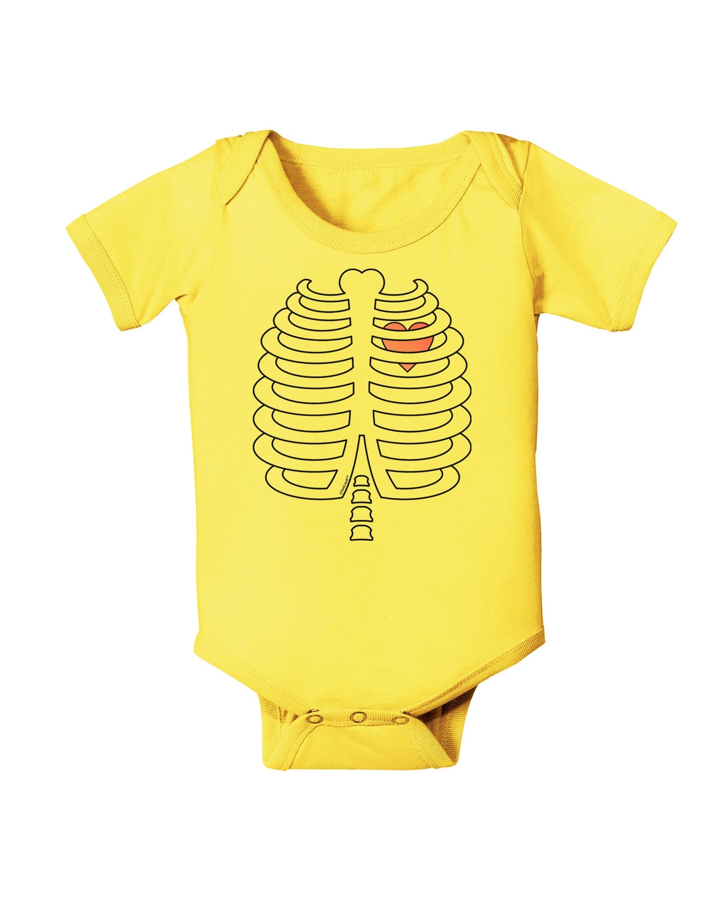 Skeleton Ribcage with Pink Heart Halloween Baby Romper Bodysuit-Baby Romper-TooLoud-Yellow-06-Months-Davson Sales