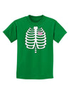 Skeleton Ribcage with Pink Heart Halloween Childrens Dark T-Shirt-Childrens T-Shirt-TooLoud-Kelly-Green-X-Small-Davson Sales