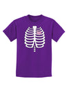 Skeleton Ribcage with Pink Heart Halloween Childrens Dark T-Shirt-Childrens T-Shirt-TooLoud-Purple-X-Small-Davson Sales