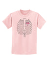 Skeleton Ribcage with Pink Heart Halloween Childrens T-Shirt-Childrens T-Shirt-TooLoud-PalePink-X-Small-Davson Sales