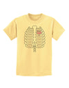 Skeleton Ribcage with Pink Heart Halloween Childrens T-Shirt-Childrens T-Shirt-TooLoud-Daffodil-Yellow-X-Small-Davson Sales