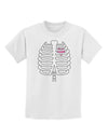 Skeleton Ribcage with Pink Heart Halloween Childrens T-Shirt-Childrens T-Shirt-TooLoud-White-X-Small-Davson Sales