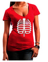 Skeleton Ribcage with Pink Heart Halloween Juniors V-Neck Dark T-Shirt-Womens V-Neck T-Shirts-TooLoud-Red-Juniors Fitted Small-Davson Sales