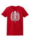 Skeleton Ribcage with Pink Heart Halloween Womens Dark T-Shirt-TooLoud-Red-X-Small-Davson Sales