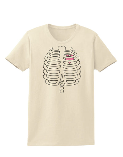 Skeleton Ribcage with Pink Heart Halloween Womens T-Shirt-Womens T-Shirt-TooLoud-Natural-X-Small-Davson Sales