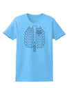 Skeleton Ribcage with Pink Heart Halloween Womens T-Shirt-Womens T-Shirt-TooLoud-Aquatic-Blue-X-Small-Davson Sales