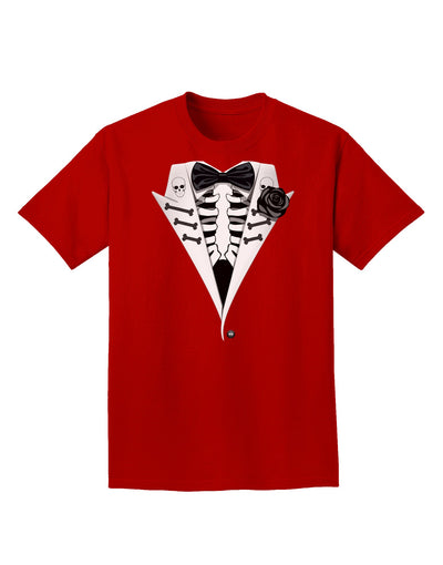 Skeleton Tuxedo Halloween Adult Dark T-Shirt-Mens T-Shirt-TooLoud-Red-Small-Davson Sales