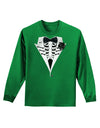 Skeleton Tuxedo Halloween Adult Long Sleeve Dark T-Shirt-TooLoud-Kelly-Green-Small-Davson Sales