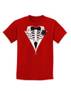 Skeleton Tuxedo Halloween Childrens Dark T-Shirt-Childrens T-Shirt-TooLoud-Red-X-Small-Davson Sales