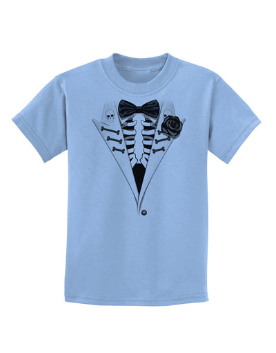 Skeleton Tuxedo Halloween Childrens T-Shirt-Childrens T-Shirt-TooLoud-Light-Blue-X-Small-Davson Sales