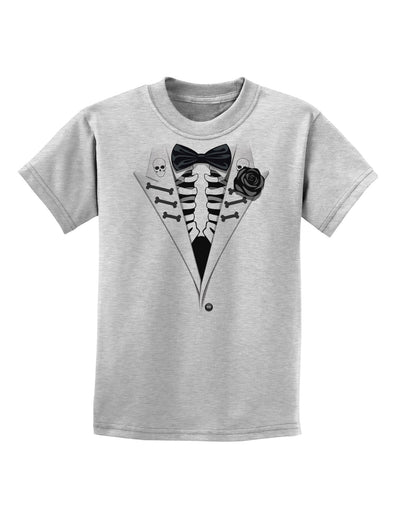 Skeleton Tuxedo Halloween Childrens T-Shirt-Childrens T-Shirt-TooLoud-AshGray-X-Small-Davson Sales