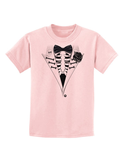 Skeleton Tuxedo Halloween Childrens T-Shirt-Childrens T-Shirt-TooLoud-PalePink-X-Small-Davson Sales