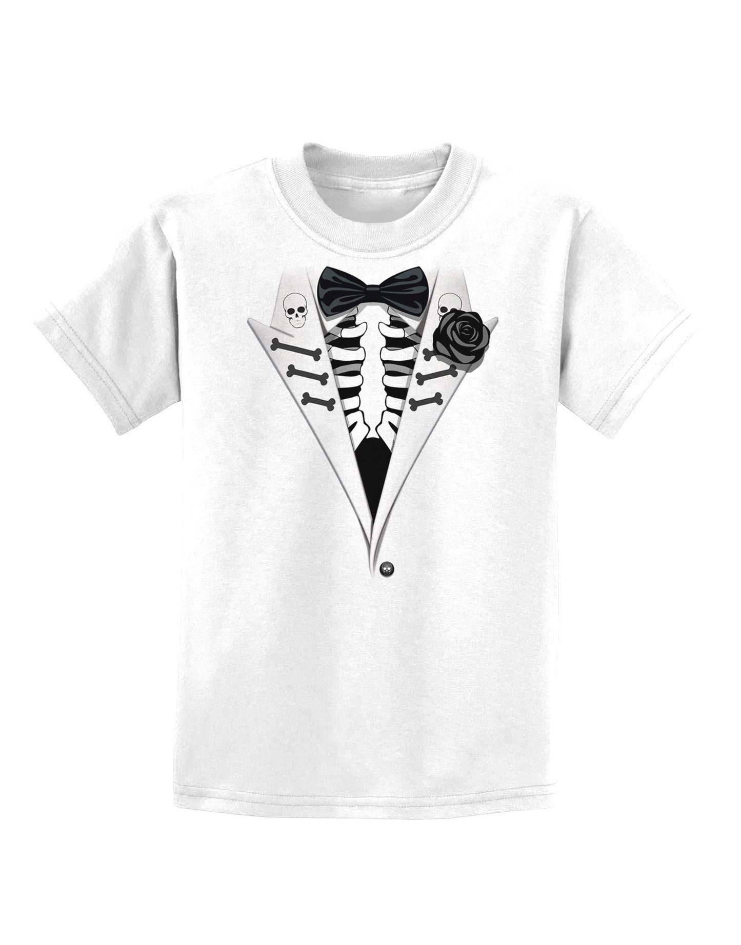 Skeleton Tuxedo Halloween Childrens T-Shirt-Childrens T-Shirt-TooLoud-White-X-Small-Davson Sales