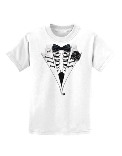 Skeleton Tuxedo Halloween Childrens T-Shirt-Childrens T-Shirt-TooLoud-White-X-Small-Davson Sales