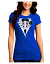 Skeleton Tuxedo Halloween Juniors Crew Dark T-Shirt-T-Shirts Juniors Tops-TooLoud-Royal-Blue-Juniors Fitted Small-Davson Sales