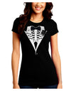 Skeleton Tuxedo Halloween Juniors Crew Dark T-Shirt-T-Shirts Juniors Tops-TooLoud-Black-Juniors Fitted Small-Davson Sales