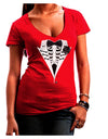 Skeleton Tuxedo Halloween Juniors V-Neck Dark T-Shirt-Womens V-Neck T-Shirts-TooLoud-Red-Juniors Fitted Small-Davson Sales