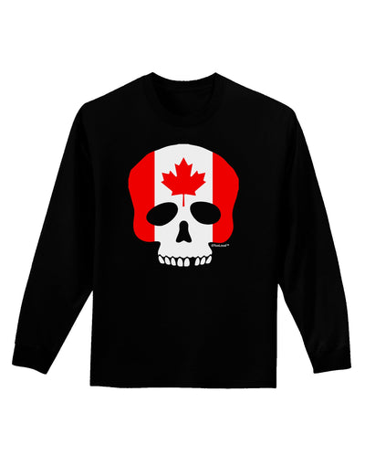 Skull Flag Canada Adult Long Sleeve Dark T-Shirt-TooLoud-Black-Small-Davson Sales