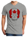 Skull Flag Canada Adult V-Neck T-shirt-Mens V-Neck T-Shirt-TooLoud-HeatherGray-Small-Davson Sales