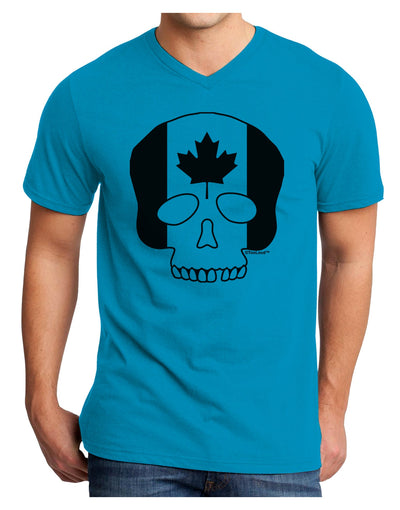 Skull Flag Canada Adult V-Neck T-shirt-Mens V-Neck T-Shirt-TooLoud-Turquoise-Small-Davson Sales