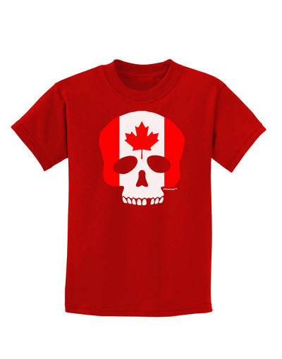 Skull Flag Canada Childrens Dark T-Shirt-Childrens T-Shirt-TooLoud-Red-X-Small-Davson Sales