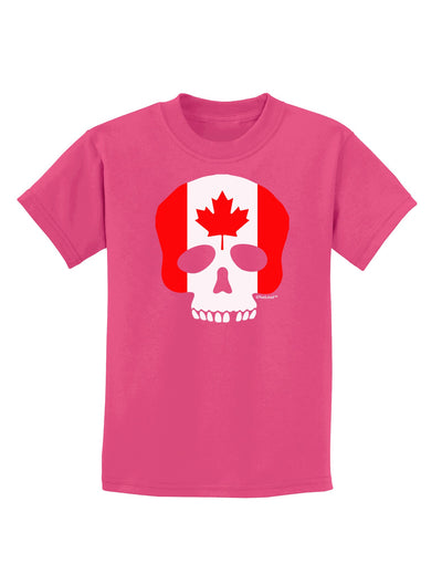 Skull Flag Canada Childrens Dark T-Shirt-Childrens T-Shirt-TooLoud-Sangria-X-Small-Davson Sales